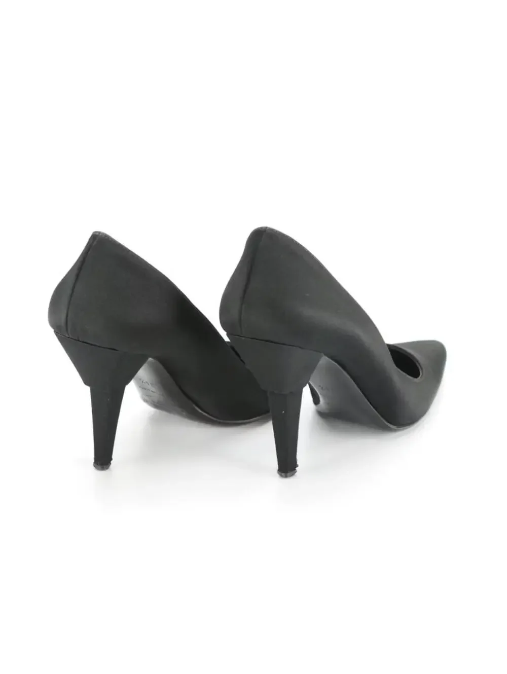 Prada Black Silk Satin Pumps 34.5 GUC - Picture 2 of 9